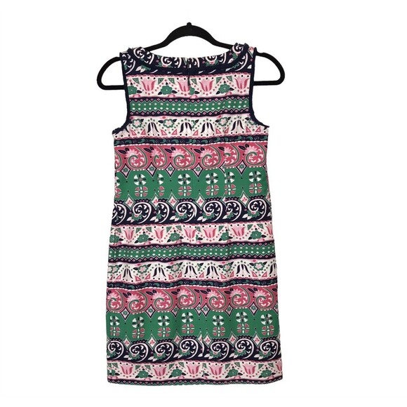 TALBOTS Textured Vibrant Stripe Mix Pattern Print Fringe Trim Shift Dress Sz 2P - Picture 3 of 12